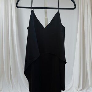 White House Black Market Strappy Cascading Ruffle Black Dress NWT Sz 8